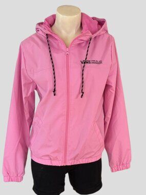 VANS Kastle Turvey Bomber Pink Hooded Windbreaker Zip Jacket Size XS
